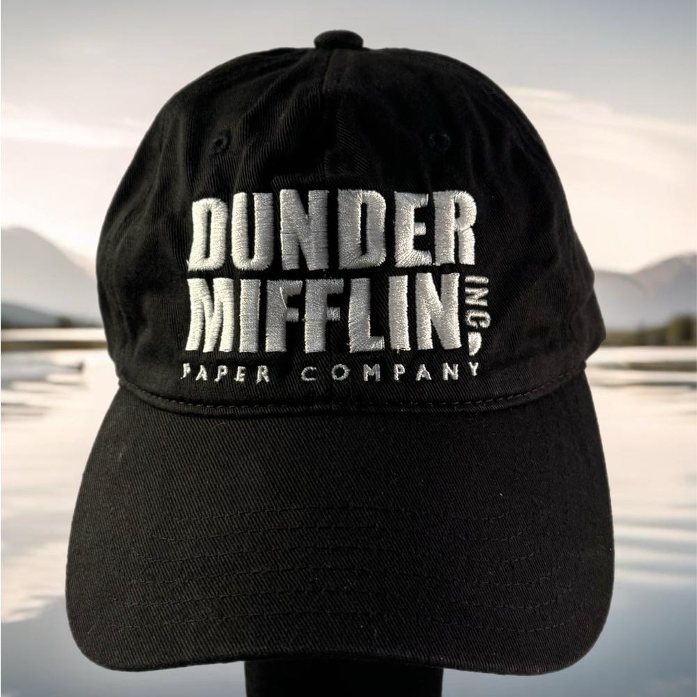 Dunder Mifflin The Office Men’s Baseball Cap Hat Black Adj NBC Comedy Sitcom EUC